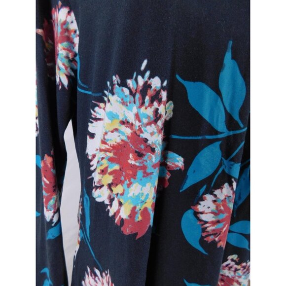 Lildy L-XL Navy Floral Swing Tunic Long Sleeve Boho Witch - Picture 3 of 11